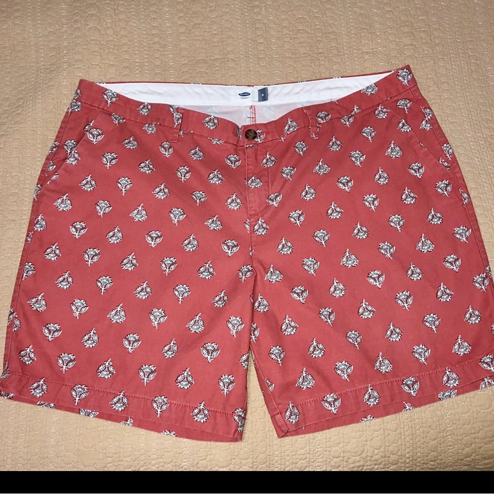 Old Navy “Gooseberry Red” Print Cotton Shorts, Sz 18